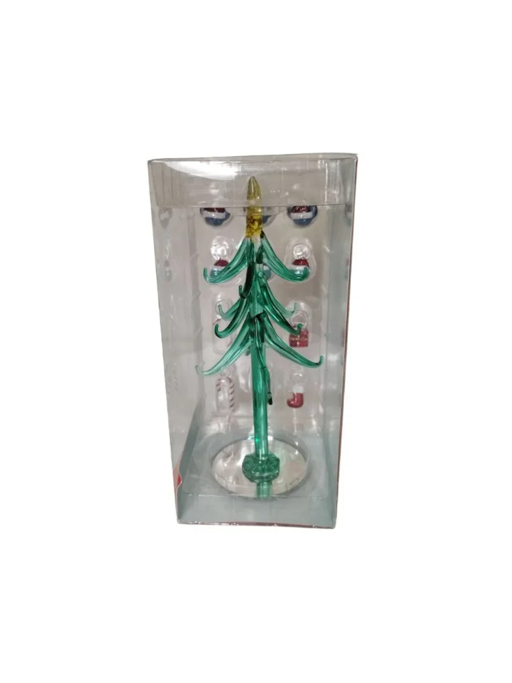 Disney Glass Christmas Tree With Stitch Ornaments and Star Topper